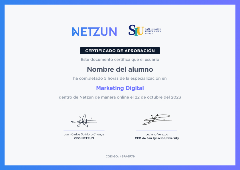 Modelo de certificado opcional de nuestro curso